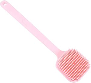 zcx body brushes silicone bath brush, soft bristles body shower brush back brush scrubber with long handle for shower body brushes (color : pink)