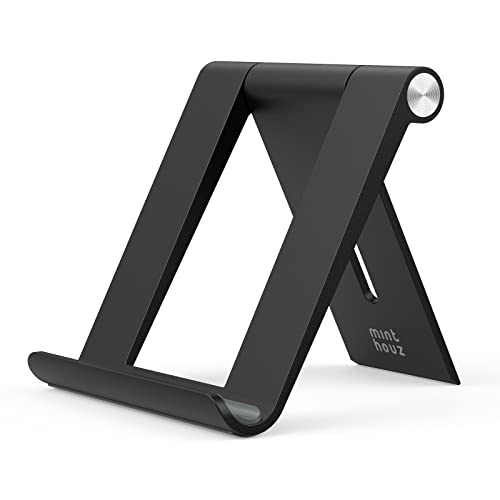 Minthouz Adjustable Cell Phone Stand for Desk - Foldable Phone Holder Compatible with iPhone 14 13 12 Pro Max Mini 11 Xr 8 Plus SE, iPad Mini, Switch, Android Smartphone, Tablets