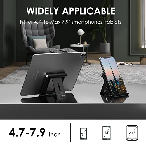 Minthouz Adjustable Cell Phone Stand for Desk - Foldable Phone Holder Compatible with iPhone 14 13 12 Pro Max Mini 11 Xr 8 Plus SE, iPad Mini, Switch, Android Smartphone, Tablets