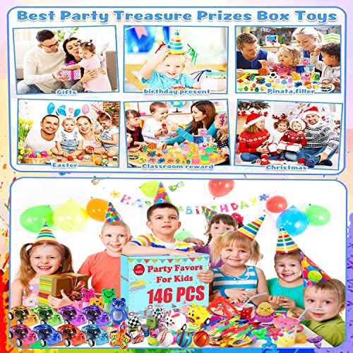 146 PCS Party Favors Toys Assortment for Kids, Treasure Box Toys for Classroom Carnival Prizes Rewards, Pinata Fillers Birthday Party Gifts Bulk Toys, Goodie Bag Claw Machine Stuffers for Kids