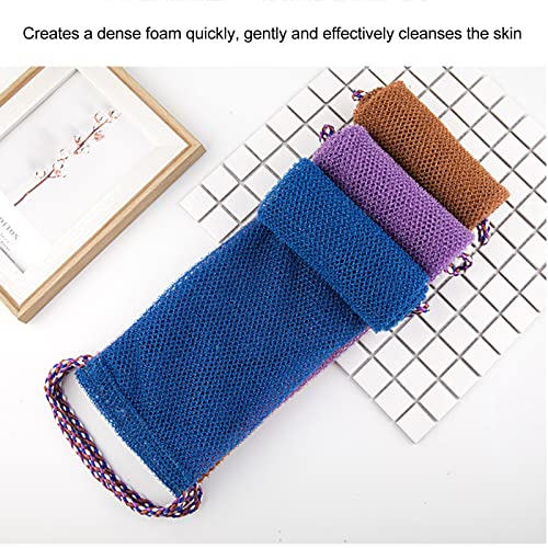 Back Scrubber Back, 3Pcs Exfoliating Back Scrubber Nylon Extended Deep Cleaning Skin Massages Body Scrubber towel for Shower Loofah Scrubber Strap Bath Accessories