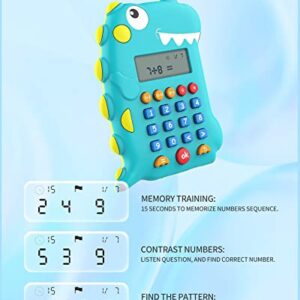 HONGID Electronic Math Games for Kids 4-6-8,Dinosaur Calculator for Kids with Music,Addition,Subtraction,Multiplication & Division,Learning Educational Toys Gifts for Boys Girls Age 4 5 6 7 8+