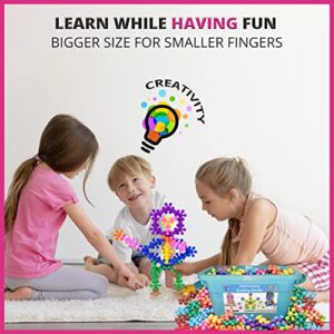 Curious 2 Learn 300 Pieces Building Blocks- Kids STEM Toys Educational Building Toys- Discs Sets Interlocking, Solid Plastic for Preschool Kids Boys and Girls Aged 3+, Creativity Kids Toys