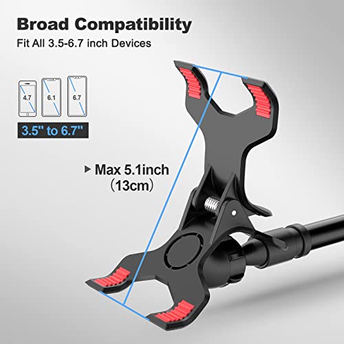 VIVI MAO Gooseneck Cell Phone Holder, Universal 360 Flexible Phone Stand Lazy Bracket Mount Long Arms Clamp for Phone 13 Pro Xs Max XR X 8 7 6 6s Plus and Other 3.5~6.7'' Device (Black)…