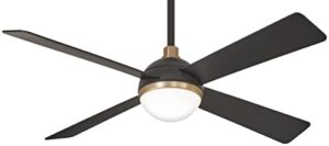 minka-aire f623l-bc/sbr orb 54 inch ceiling fan with integrated 16w led light, black brushed carbon/soft brass finish