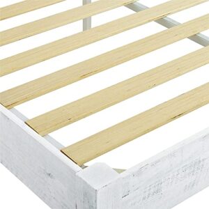 MUSEHOMEINC Wood Platform Bed Frame Rustic Style,Mattress Foundation(no boxspring Needed), White Washed Finish, King