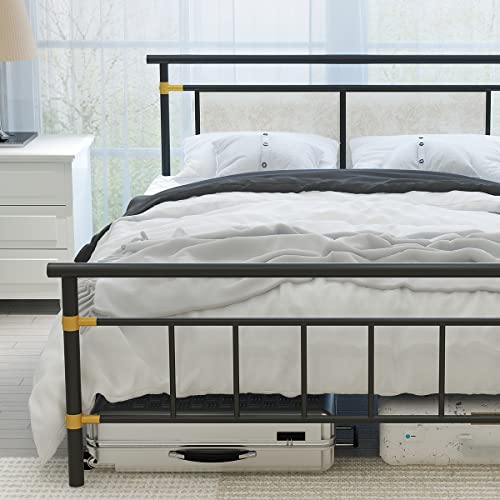 Recaceik Full Size Bed Frame Metal Platform Full Bed Frame with Headboard and Footboard, Bed Frame Full Size Mattress Foundation, No Box Spring Needed, Under Bed Storage, Non-Slip Without Noise