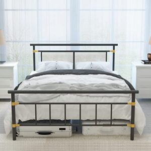 Recaceik Full Size Bed Frame Metal Platform Full Bed Frame with Headboard and Footboard, Bed Frame Full Size Mattress Foundation, No Box Spring Needed, Under Bed Storage, Non-Slip Without Noise