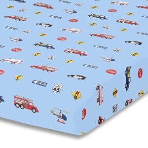 Baby Boy Fitted Crib Sheet Police, Fire and Rescue, 100% Soft Breathable Microfiber Baby Sheet, Fits Standard Size Crib Mattress 28in x 52in, Nursery Sheet