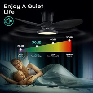 ocioc Quiet Ceiling Fan with LED Light DC motor 32 inch Large Air Volume Remote Control for Kitchen Bedroom Dining room Patio