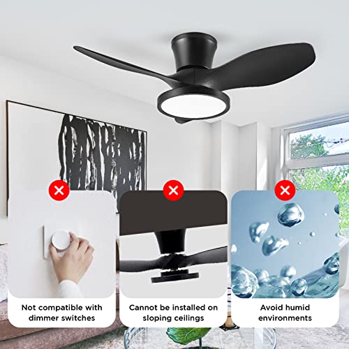 ocioc Quiet Ceiling Fan with LED Light DC motor 32 inch Large Air Volume Remote Control for Kitchen Bedroom Dining room Patio