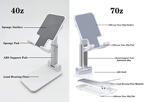 USStarStore Adjustable Cell Phone Stand for Desk, Angle Height Adjustable Cell Phone Stand for Desk, Case Friendly Phone Holder Stand for Desk (White 4oz)