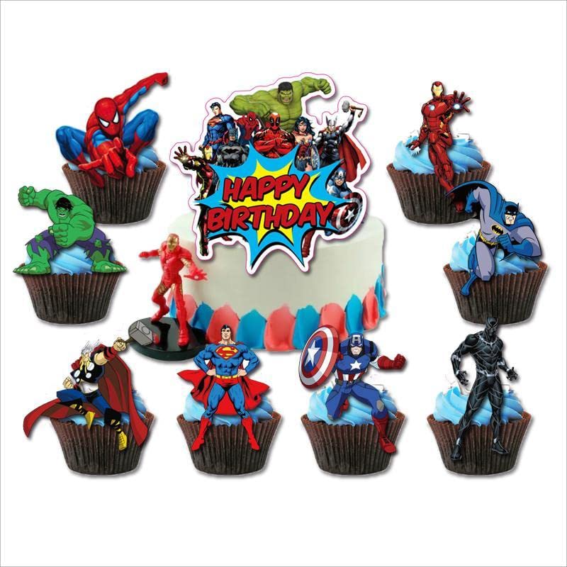 25PCS super hero Birthday Party Supplies,The super hero Birthday Party Cupcake Toppers for Kids Gift Birthday Party Favors