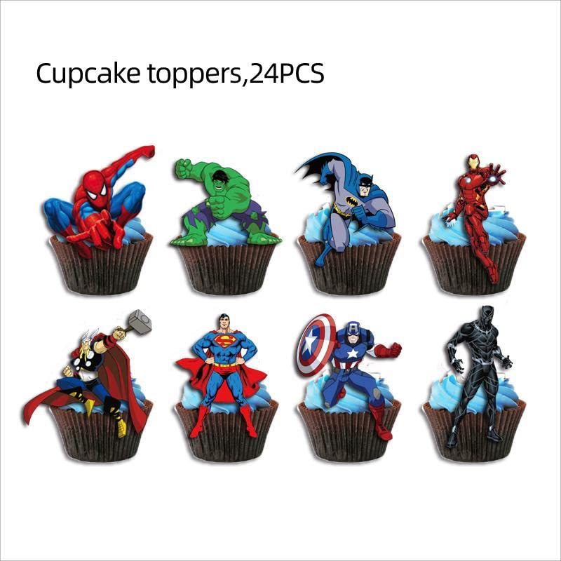 25PCS super hero Birthday Party Supplies,The super hero Birthday Party Cupcake Toppers for Kids Gift Birthday Party Favors