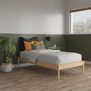 dhp lorriana 14" solid pine wood platform bed frame, twin size, natural