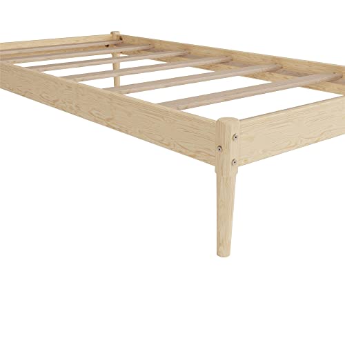 DHP Lorriana 14" Solid Pine Wood Platform Bed Frame, Twin Size, Natural