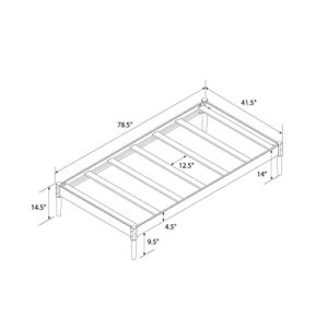 DHP Lorriana 14" Solid Pine Wood Platform Bed Frame, Twin Size, Natural