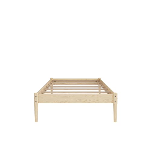 DHP Lorriana 14" Solid Pine Wood Platform Bed Frame, Twin Size, Natural