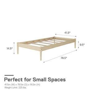 DHP Lorriana 14" Solid Pine Wood Platform Bed Frame, Twin Size, Natural