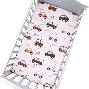 cloele fitted crib sheet - baby nursery sheet 100% polyester 1 pack cozy bed sheet for standard crib and toddler mattresses - car nursery bed sheet infant baby toddler sheet for baby