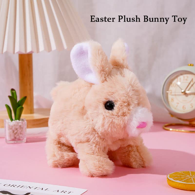 2023 New Easter Plush Bunny Toy, Bunny Toys Educational Interactive Toys Bunnies Can Walk and Talk, Easter Gift for Children, Cute Bunny with Carrot, Hopping Wiggle Ears Twitch Nose (Pink)