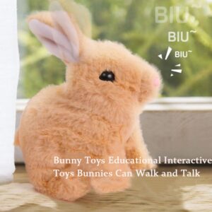2023 New Easter Plush Bunny Toy, Bunny Toys Educational Interactive Toys Bunnies Can Walk and Talk, Easter Gift for Children, Cute Bunny with Carrot, Hopping Wiggle Ears Twitch Nose (Pink)