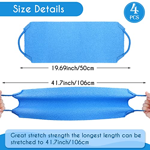 4 Pieces Men‘s Exfoliating Back Scrubber for Shower Exfoliating Washcloth with Handles for Men Two Sides Back Washer for Shower Deep Clean Back Exfoliator Men Body Scrub Strap, Dark Blue