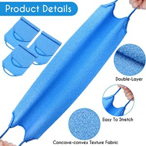 4 Pieces Men‘s Exfoliating Back Scrubber for Shower Exfoliating Washcloth with Handles for Men Two Sides Back Washer for Shower Deep Clean Back Exfoliator Men Body Scrub Strap, Dark Blue