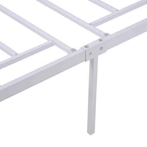 Tensun Full Size Bed Frame with Footboard and Wood Headboard,Heavy Duty Platform Bed Frame, Steel Slats Mattress Foundation Square Pipe Design, No Box Spring Needed, Noise Free, White