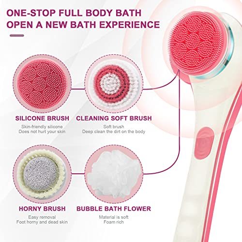 Scrubber Back Shower Exfoliating Electric Back Washer Shower Loofah Silicone Dry Brushing Body Brush Rechargeable Power Men Women Foot Skin Care Exfoliator Bath Brushes for Showering