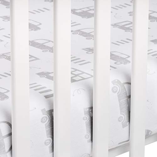 Andi Mae Crib Sheet - Grey Cars -100% Jersey Cotton - Fits Standard Crib or Toddler Mattresses