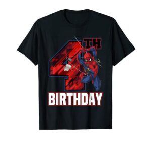 marvel spider-man web swing 4th birthday t-shirt