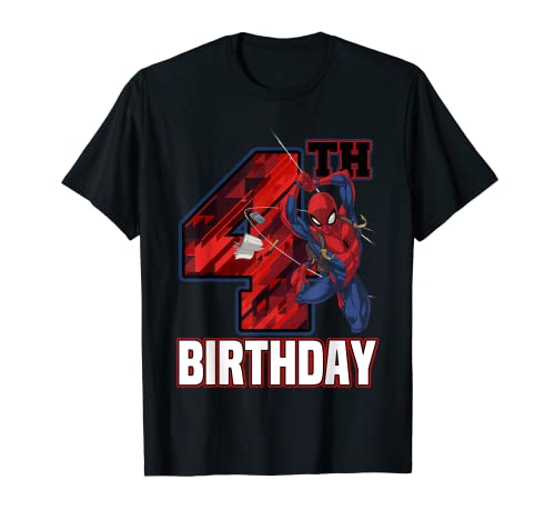 Marvel Spider-Man Web Swing 4th Birthday T-Shirt