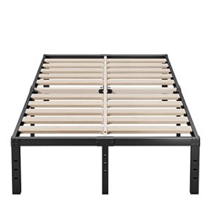auroral zone queen bed frame 18" high, 3" wide wood slats 3500 pounds support for foam mattress no sagging, no slip, no box spring needed/underneath storage/noise free/easy assembly-black