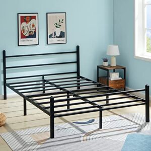 greenforest full size bed frame with headboard easy assemble metal platform bed base with heavy duty support mattress foundation no box spring needed, full