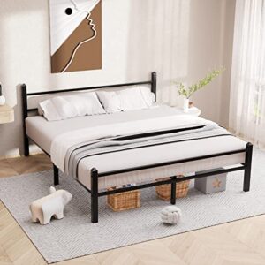 GreenForest Full Size Bed Frame with Headboard Easy Assemble Metal Platform Bed Base with Heavy Duty Support Mattress Foundation No Box Spring Needed, Full