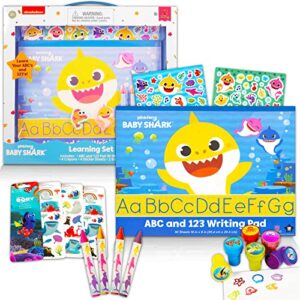 pinkfong baby shark abc 123 learning set for kids boys and girls 4 pc bundle with baby shark learning board, paw print stampers, stickers, and more (blues clues educational toys).