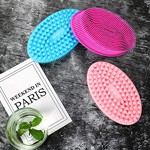 Silicone Body Scrubber Loofah - Set of 3 Soft Exfoliating Body Bath Shower Scrubber Loofah Brush for Sensitive Kids Women Men All Kinds of Skin