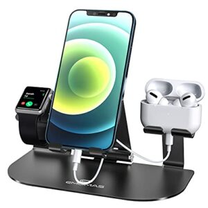 stand for apple watch, [update foldable stand version] 3 in 1 adjustable universal charger stand dock for iphone 12 pro max/11/x/xs/8/ plus, airpods, ipad, kindle and iwatch series 6/5/4/3/2/1 (black)