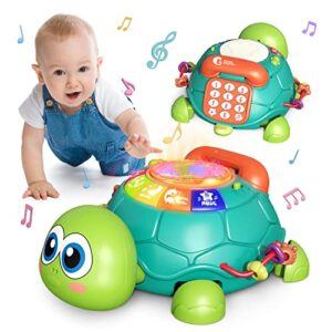 cute stone baby toys 6 to 12 months, musical turtle crawling baby toys for 12-18 months, early learning educational toy with light & sound,toy for infant toddler boy girl 7 8 9 10 11 12 month