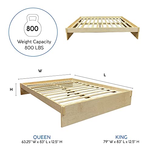 Classic Brands Liberty Wood Platform Bed Frame, Maple with Natural Finish, Queen