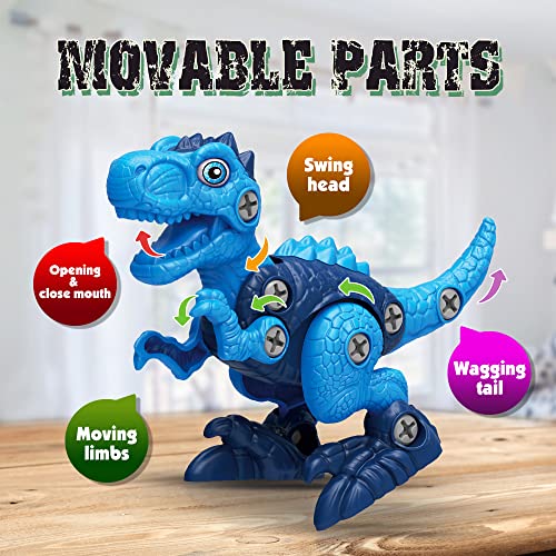 Dinosaur Toys for 3, 4, 5, 6, 7 Year Old Boys, Take Apart Toys with Electric Drill for Kids, STEM Educational Construction Building Toys, Ideal Xmas Birthday Gift, Incl Tyrannosaurus Rex Triceratops