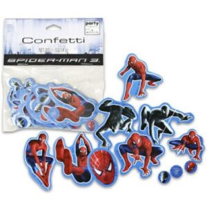 Unique Spiderman Birthday Party Supplies Bundle Pack includes Dessert Cake Paper Plates, Lunch Plates, Napkins, Table Cover, Paper Masks, Confetti (Bundle for 16)