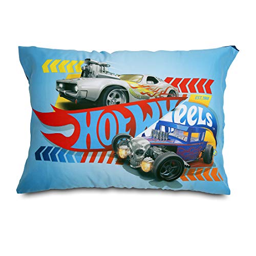 Hot Wheels Race Car 4-Piece Toddler Bedding Set - Includes Quilted Comforter, Fitted Sheet, Top Sheet, and Pillow Case, 28" x 52"