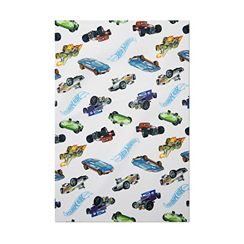 Hot Wheels Race Car 4-Piece Toddler Bedding Set - Includes Quilted Comforter, Fitted Sheet, Top Sheet, and Pillow Case, 28" x 52"