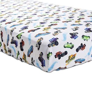 Hot Wheels Race Car 4-Piece Toddler Bedding Set - Includes Quilted Comforter, Fitted Sheet, Top Sheet, and Pillow Case, 28" x 52"