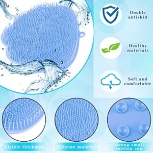 2 Pieces Silicone Back Scrubber Wall Mounted Shower Back Massager Scrubber Big Flat Back Scrubber for Shower Body Brush Foot Massager for Women Men (Blue, Gray)