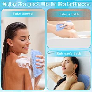 2 Pieces Silicone Back Scrubber Wall Mounted Shower Back Massager Scrubber Big Flat Back Scrubber for Shower Body Brush Foot Massager for Women Men (Blue, Gray)