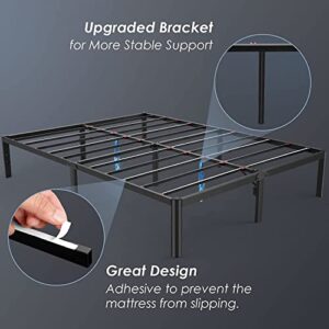 Devo Full Size Bed Frame 14 Inch Heavy Duty Metal Platform Beds No Box Spring Needed with Sturdy Steal Slats Mattress Foundation Support Up to 3000 lbs, Easy Assembly, Noise Free,76x55inch, Black