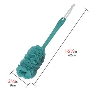 3 PCS Back Brush Long Handle for Shower, Loofah Back Scrubber with Soft Mesh for Body, Shower Brush with Lanyard for Men and Women, Exfoliating Body Scrubber (Blue, Pink, White)